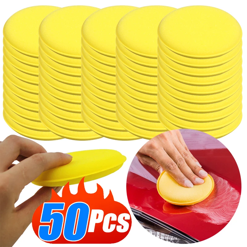 Wax Applicator Pad - 5-50Pcs Car Round Polishing Pad Waxing
